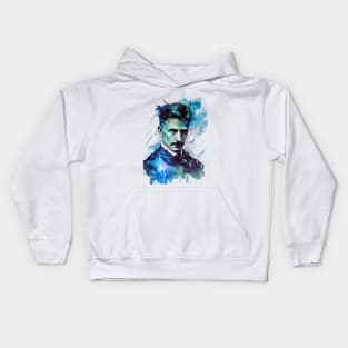 NIKOLA TESLA WATER COLOR PORTRAIT Kids Hoodie